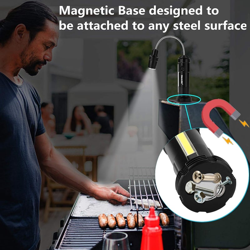 Image Rechargeable Grill Lights Magnetic Grilling Gifts for Men Dad, Flexible Gooseneck BBQ Light Traeger Pit Boss Smoker Electric Grill Accessories 2 Packs (Battery-Powered) - Image 3